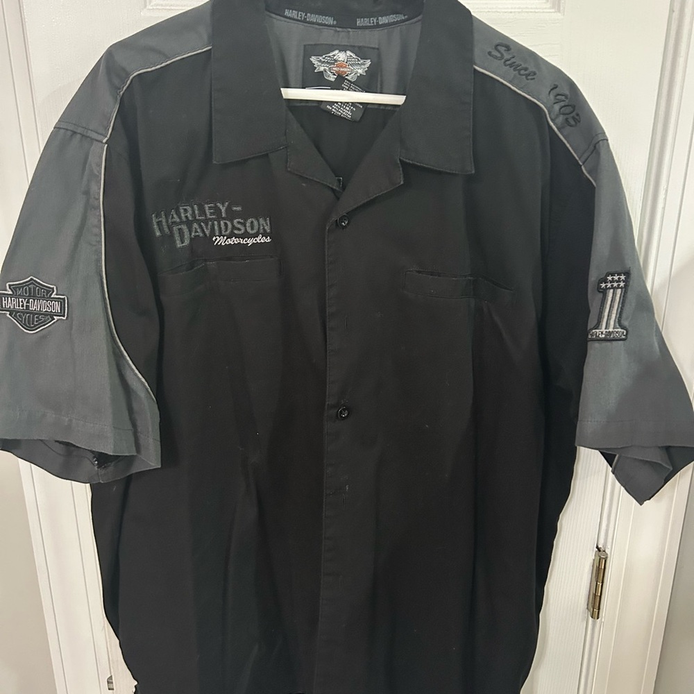 Harley-Davidson Men's Black and Gray Casual Shirt